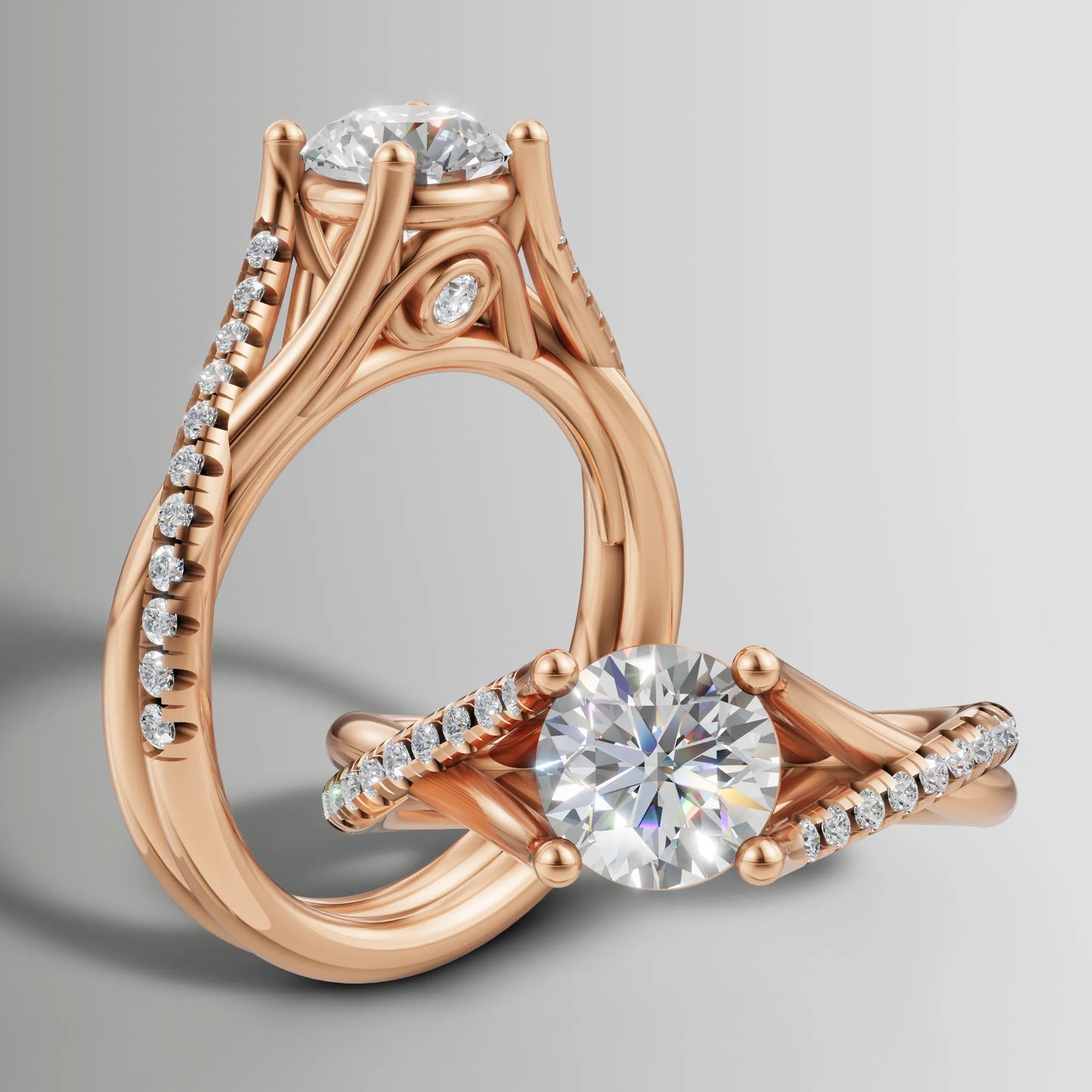 0.69ct Lab Diamond Criss-Cross Pavé Engagement Ring
