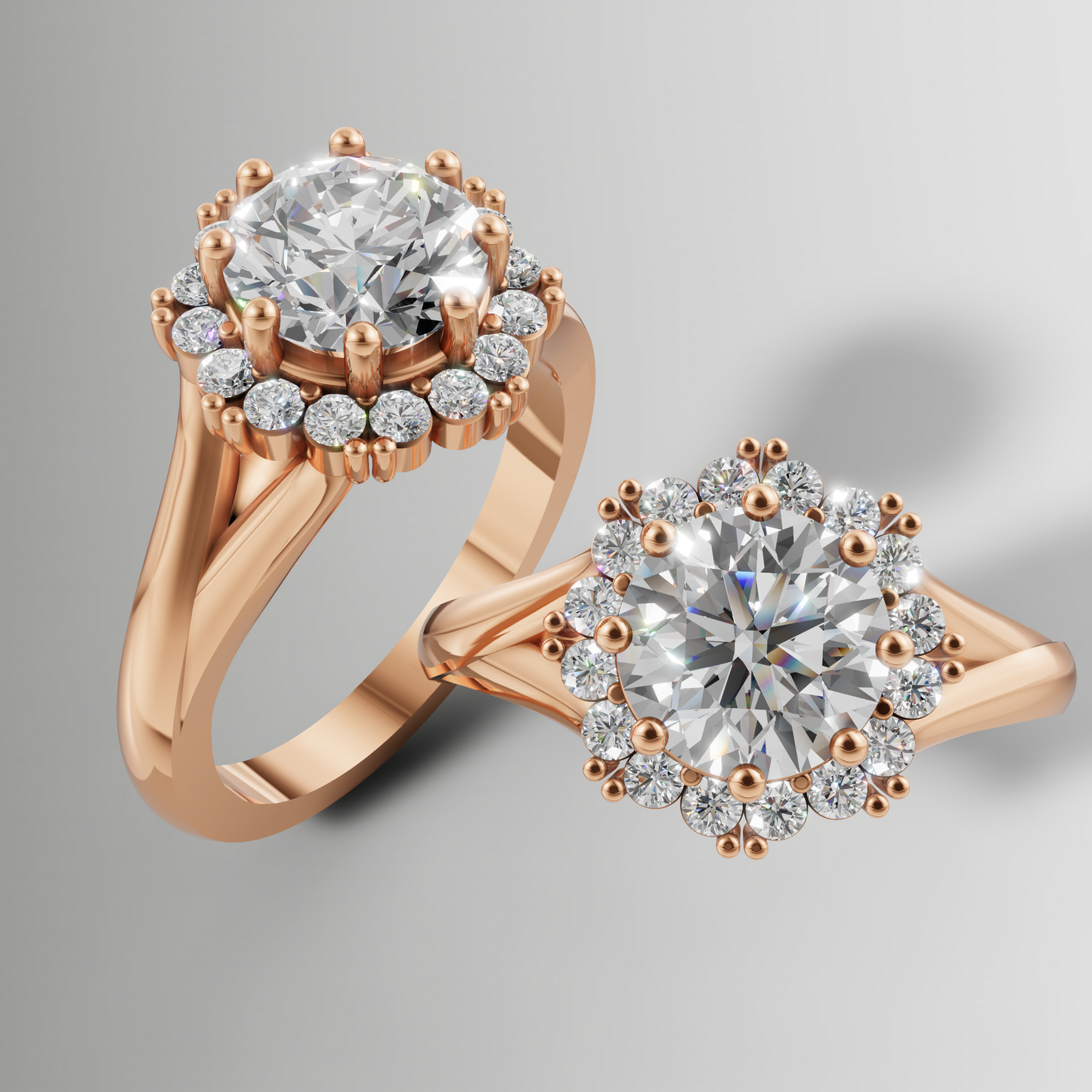 1.53ct Lab Diamond Flower Halo Engagement Ring
