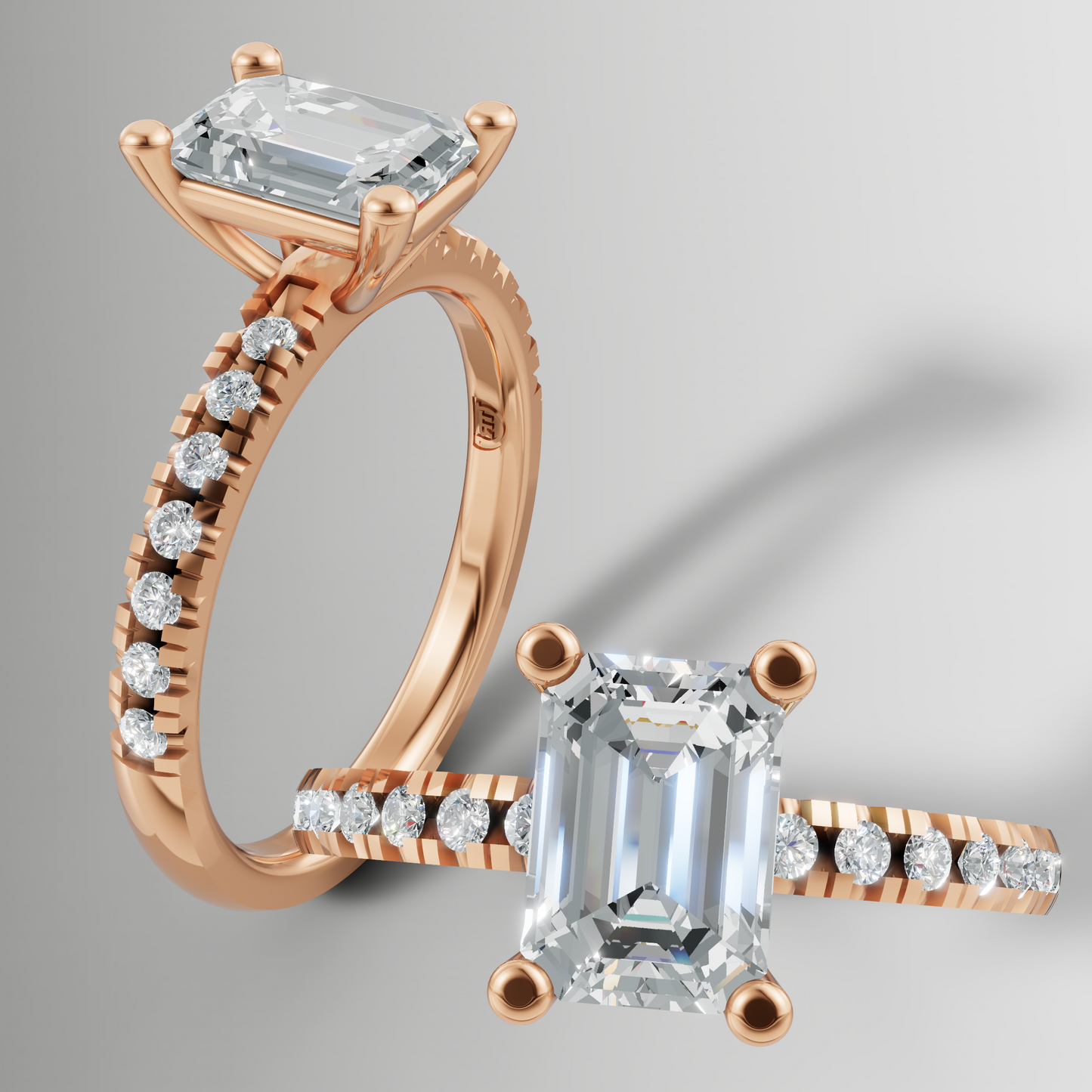 1.03ct Lab Diamond Emerald Cut Engagement Ring