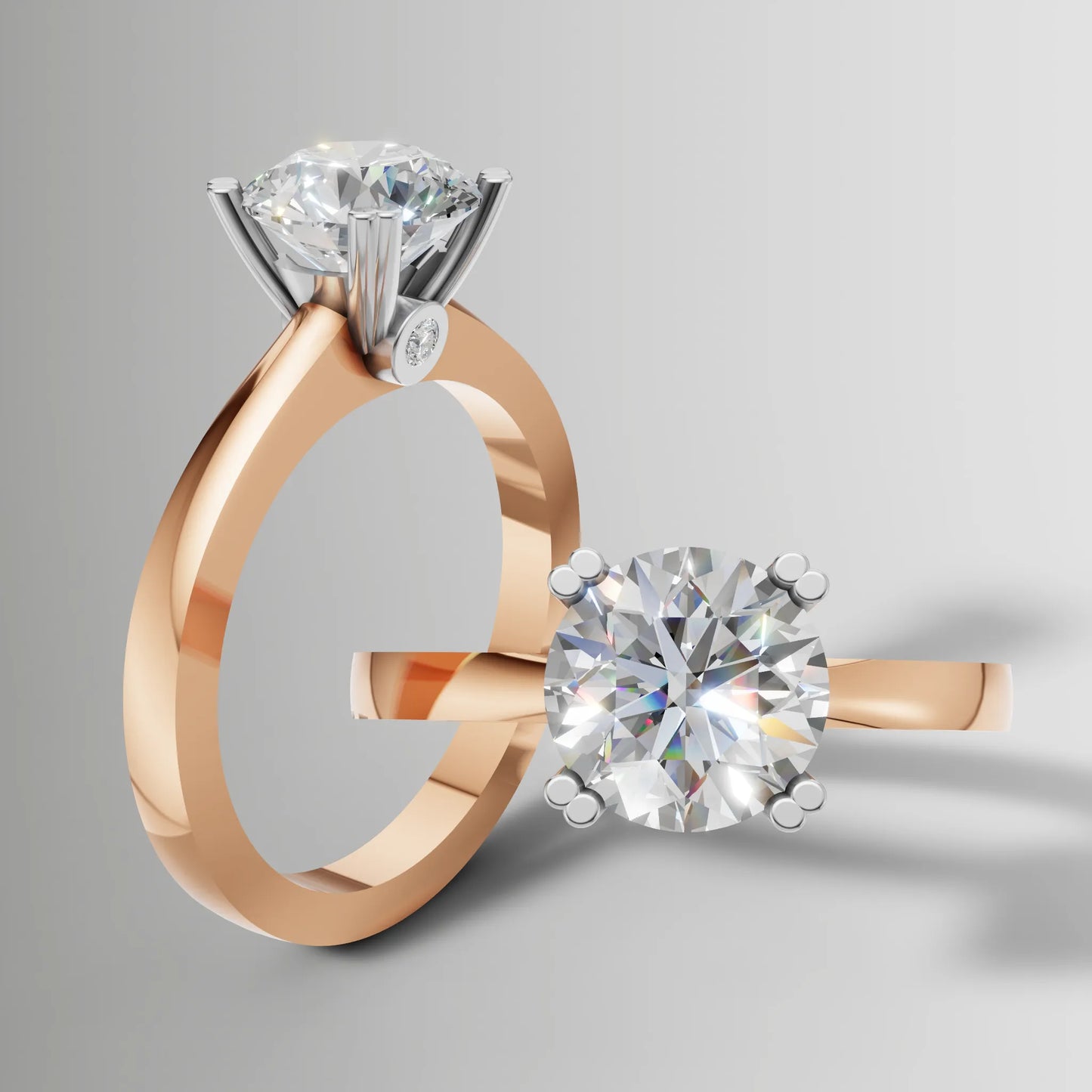 1.23ct Lab-Grown Round Diamond Two-Tone Solitaire Engagement Ring