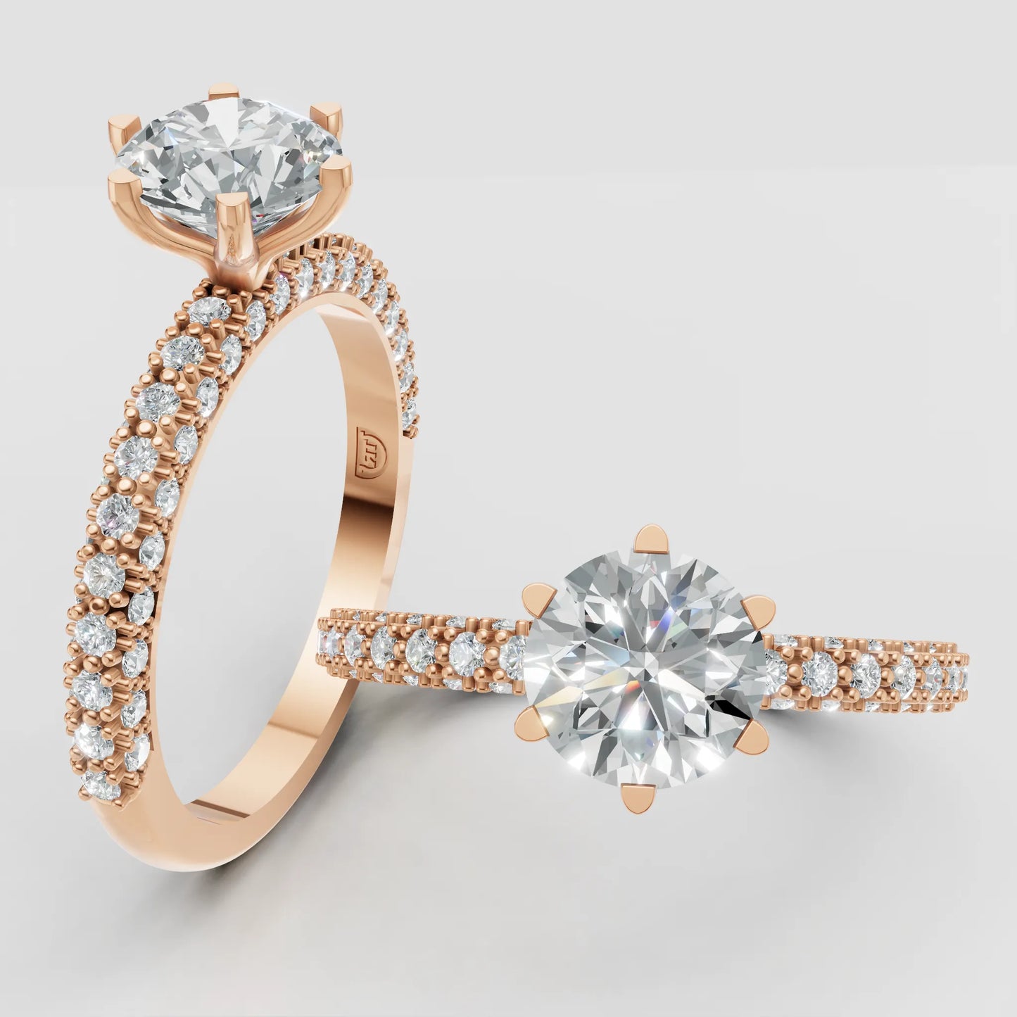 1ct Moissanite 3D Pavé Engagement Ring