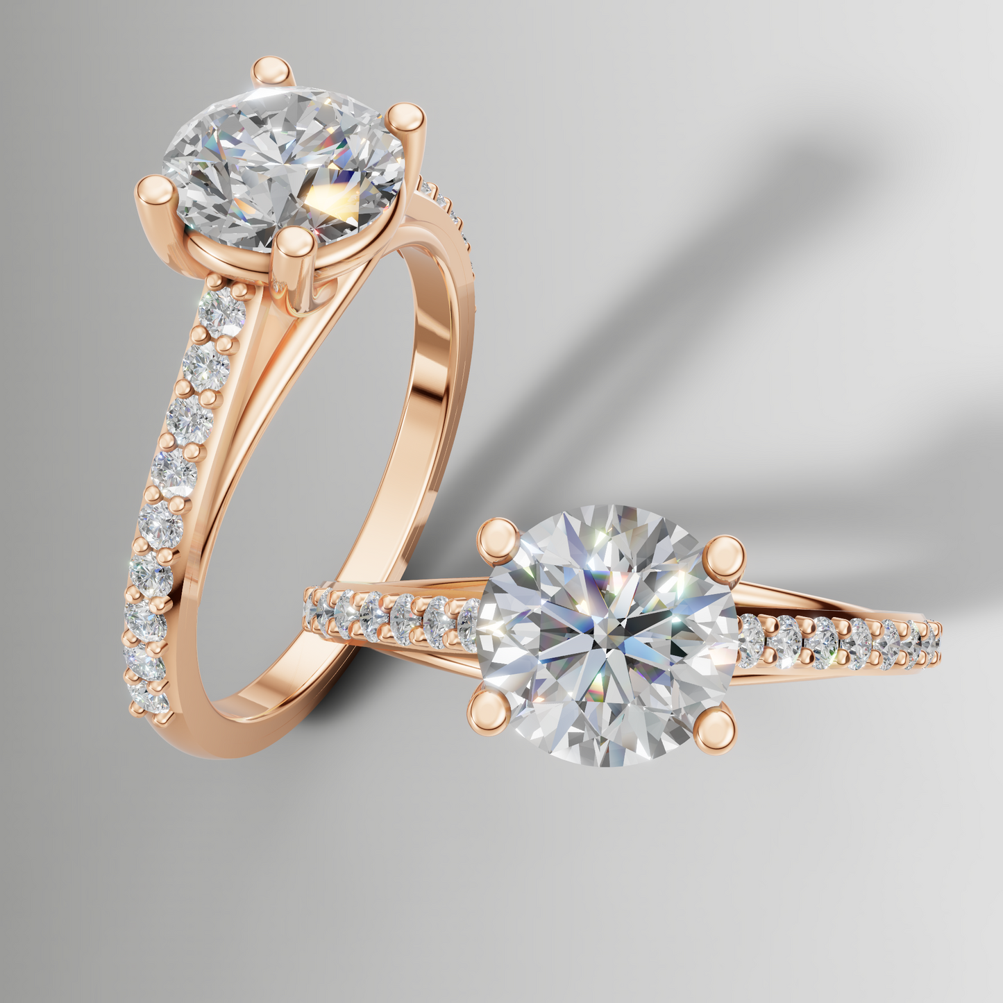1.23ct Lab Diamond Classic Pavé Engagement Ring
