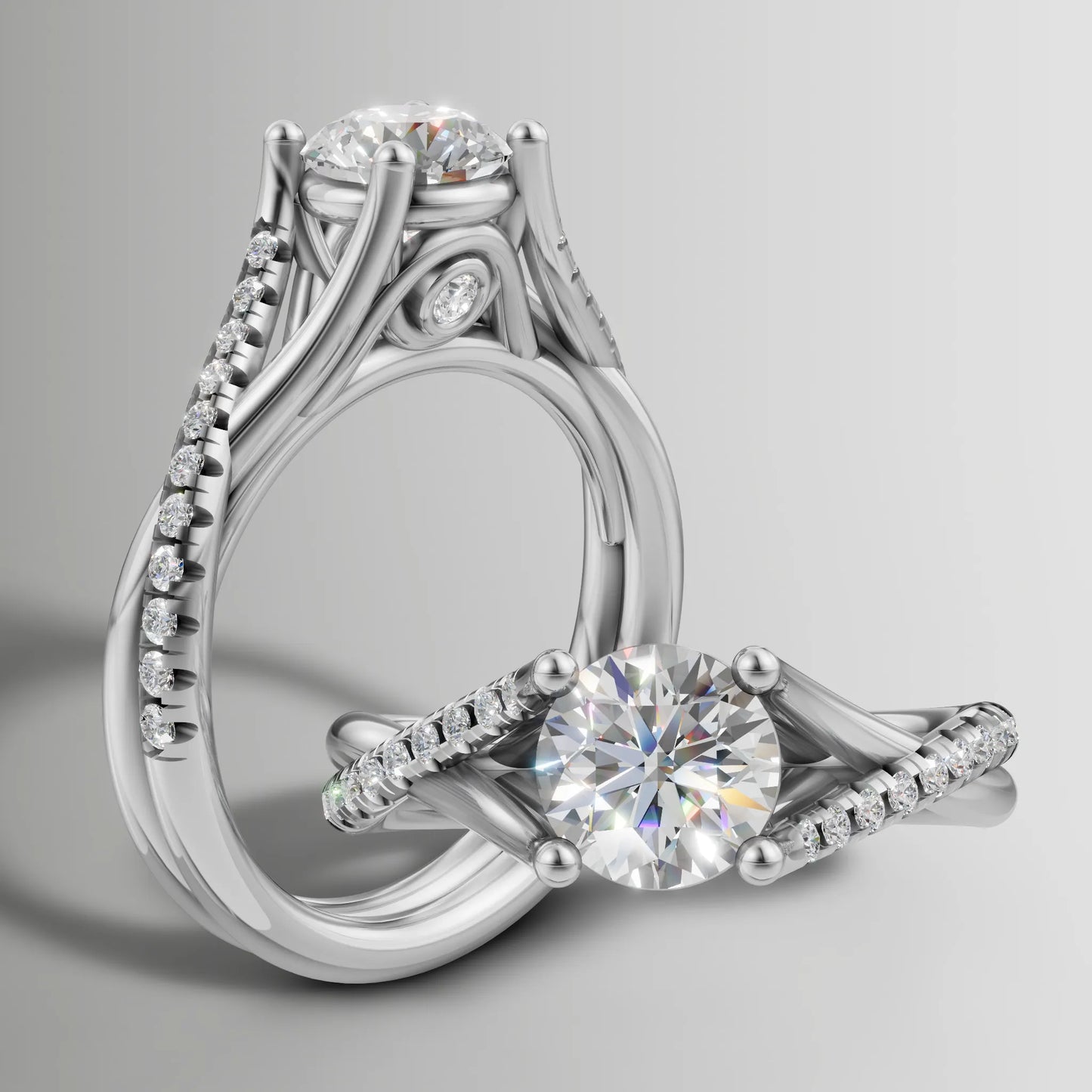 0.69ct Lab Diamond Criss-Cross Pavé Engagement Ring