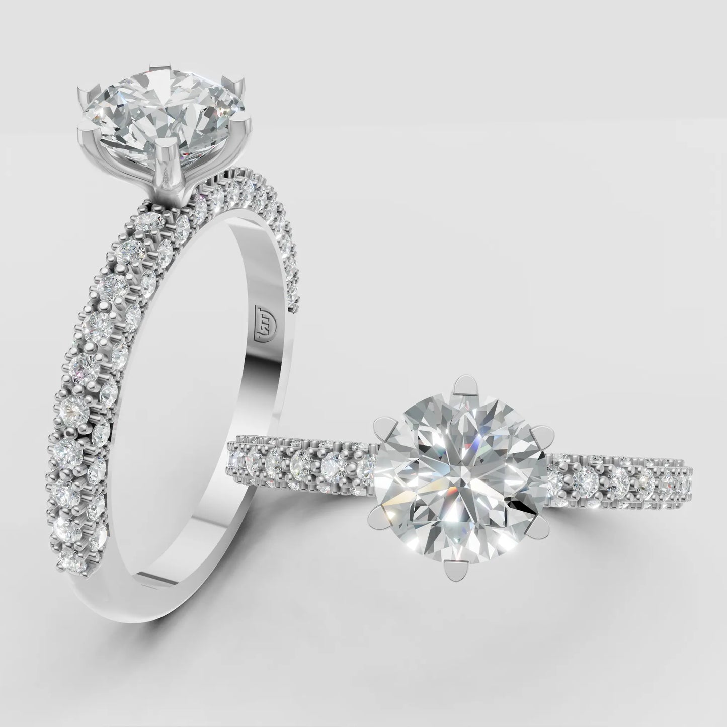 1ct Moissanite 3D Pavé Engagement Ring