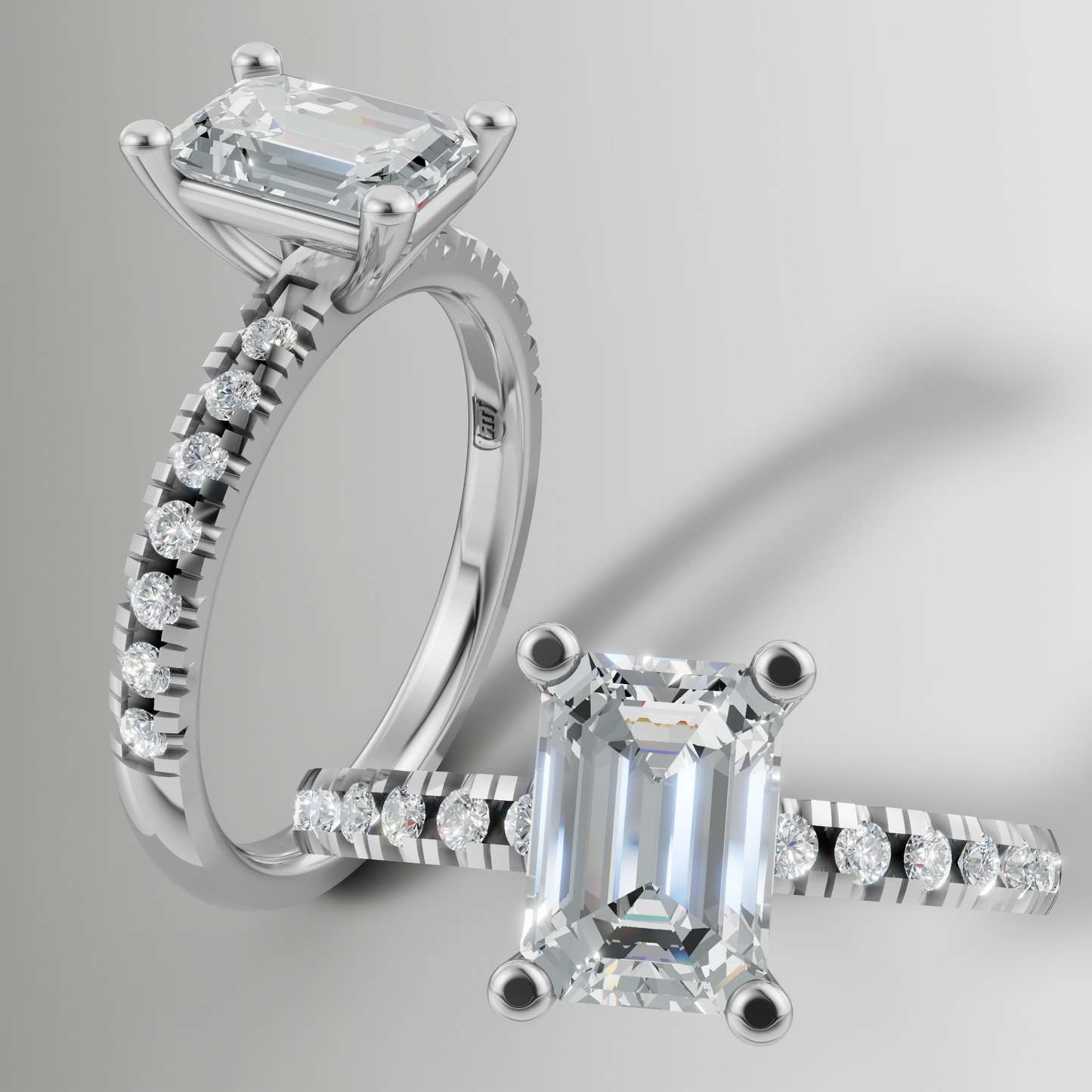 1.03ct Lab Diamond Emerald Cut Engagement Ring