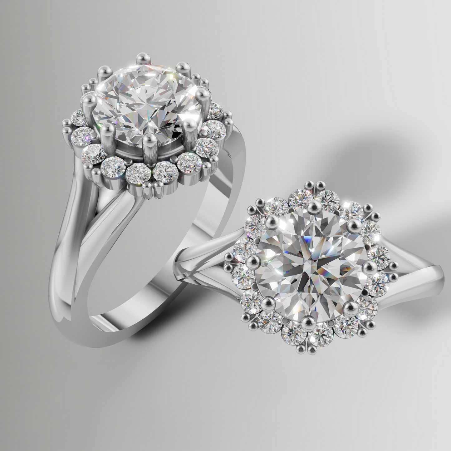 1.53ct Lab Diamond Flower Halo Engagement Ring