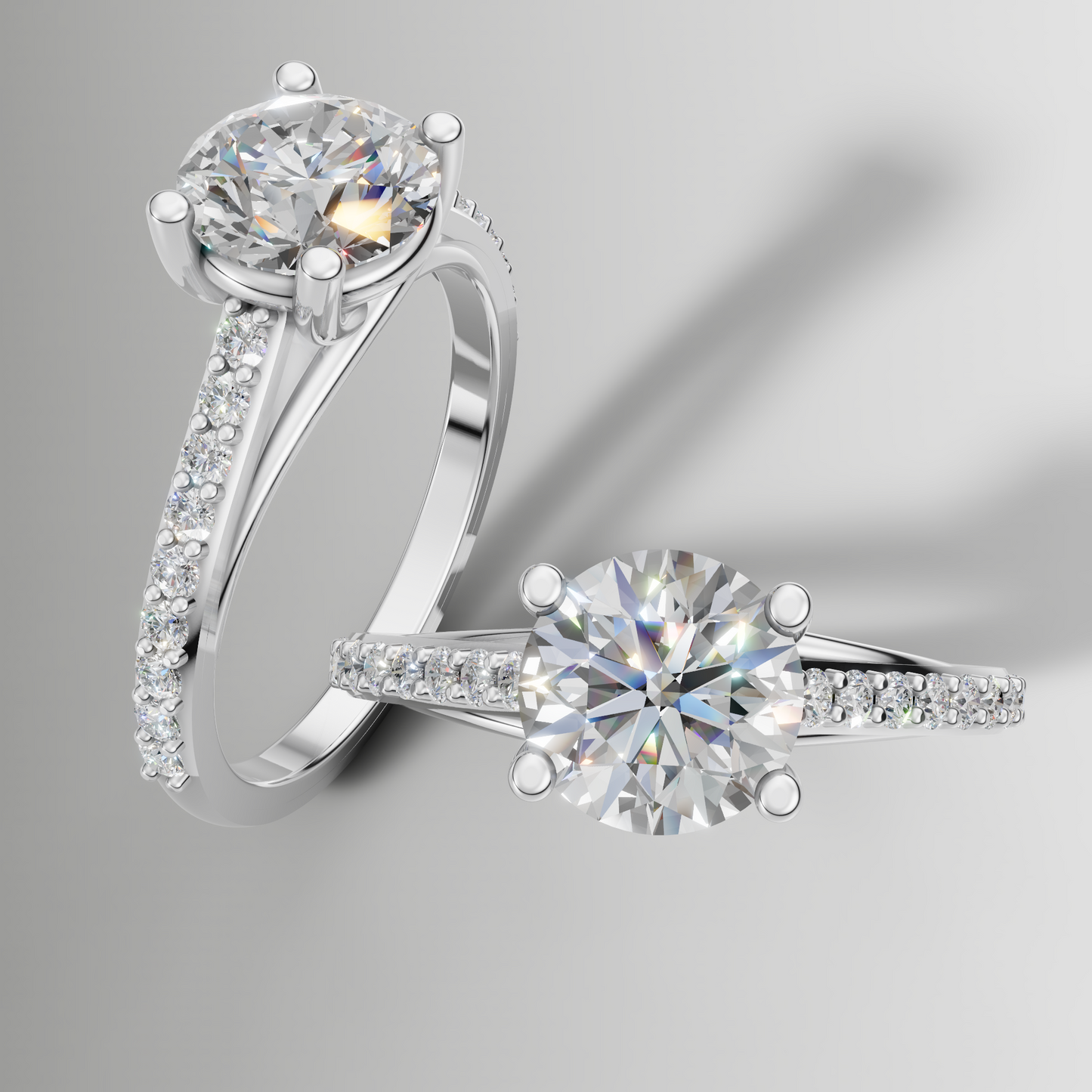 1.23ct Lab Diamond Classic Pavé Engagement Ring