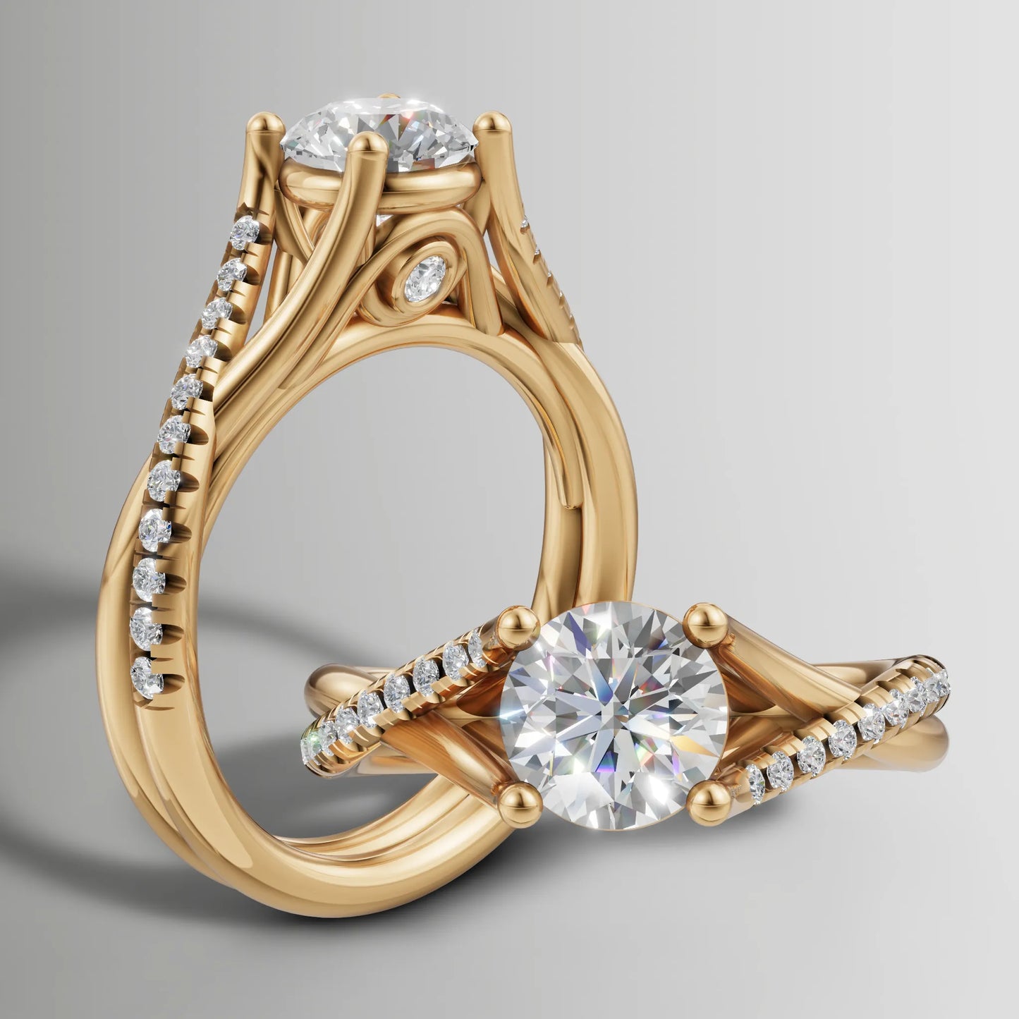 0.69ct Lab Diamond Criss-Cross Pavé Engagement Ring