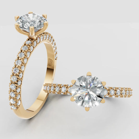 1ct Moissanite 3D Pavé Engagement Ring