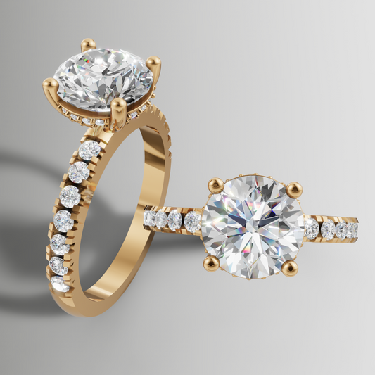 1.45ct Lab Diamond Round Cut Engagement Ring | Hidden Halo & Pavé Band