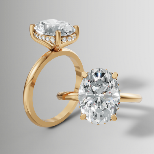 2.11ct Lab Diamond Oval Cut Engagement Ring | Hidden Halo