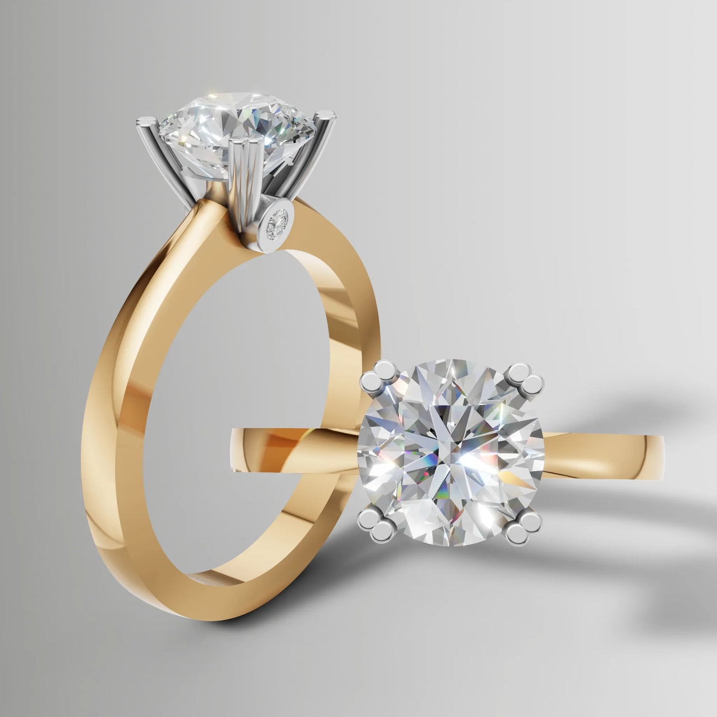 1.23ct Lab-Grown Round Diamond Two-Tone Solitaire Engagement Ring