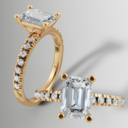 1.03ct Lab Diamond Emerald Cut Engagement Ring